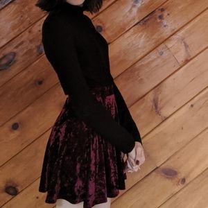 Cranberry velvet mini skirt